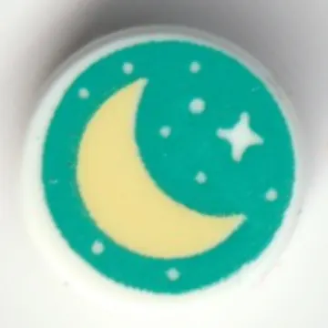 Tile Round 1 x 1 with Moon, Stars on Dark Turquoise Background print