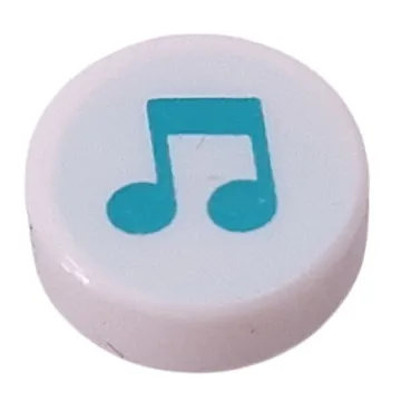 Tile Round 1 x 1 with Dark Turquoise Music Note on Light Aqua Background print