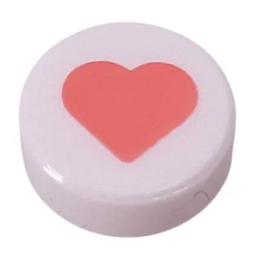 Tile Round 1 x 1 with Coral Heart print