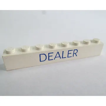 Brick 1 x 8 with 'DEALER' Thin Blue Print