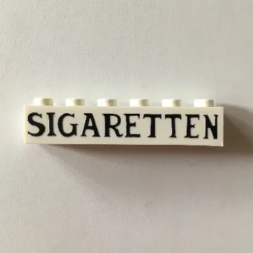 Brick 1 x 6 without Bottom Tubes with Cross Side Supports with 'SIGARETTEN' print