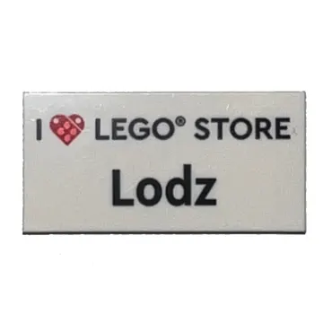 Tile 2 x 4 with 'I heart LEGO STORE LODZ' print
