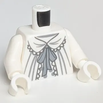 Torso Dress, Dark Bluish Gray Bowtie, Black Lace Trim Print, White Arms and Hands