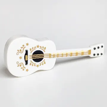 Musical Instrument Guitar Acoustic with Gold Strings and Decorations Print