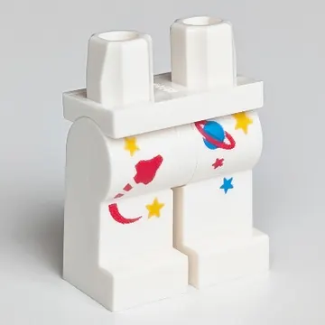 Hips and White Legs, Yellow, Red and Blue Stars and Space Logo Print