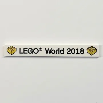 Tile 1 x 6 with 'LEGO World 2018' Print
