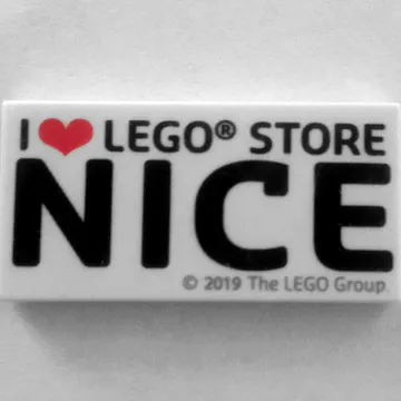Tile 2 x 4 with 'I heart LEGO® STORE NICE' Print