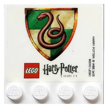 Plate Special 4 x 4 with Studs on One Edge and 'LEGO Harry Potter Years 1 - 4' with Slytherin Crest Print (Sticker)