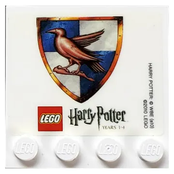 Plate Special 4 x 4 with Studs on One Edge and 'LEGO Harry Potter Years 1 - 4' with Ravenclaw Crest Print (Sticker)
