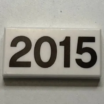 Tile 1 x 2 with Black '2015' Pattern