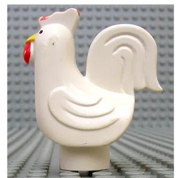Duplo Animal Chicken / Rooster, Large Tail, Lobe Comb, with Stud Holder on Bottom, without Base