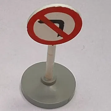 Road Sign Old Round with Left Turn Prohibited Print & Type 1 Base