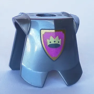 Minifig Neckwear Armor Breastplate with Leg Protection with Crown on Pink Background and Gold Border Print