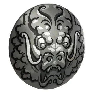 Shield Round Bowed with Black Dragon Drawing print