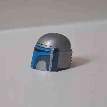 Helmet Mandalorian with Holes, Blue and Dark Blue Print and Black Print on the Left-hand Side