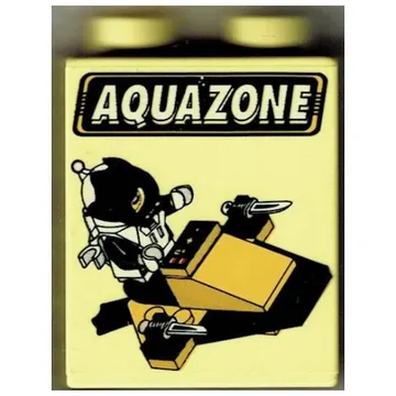 Duplo Brick 1 x 2 x 2 with Aquazone Wave Racers Print