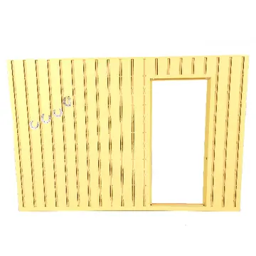 Scala, Building, Wall, Vertical Grooved 40 x 2 x 22 2/3 with Door Opening, Plain White Stripe on Medium Orange Print
