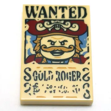 Tile 2 x 3 with 'WANTED', GOLD ROGER', print
