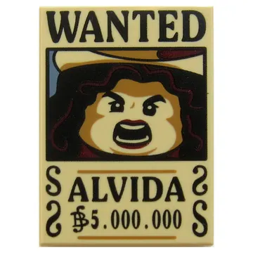 Tile 2 x 3 with 'WANTED', ALVIDA', '5.000.000' print