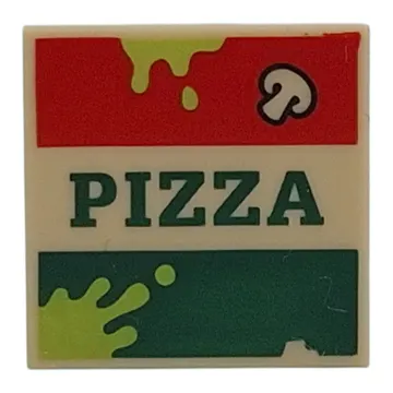 Tile 2 x 2 with Pizza Box, Mushroom, Lime Splotches print