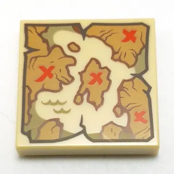 Tile 2 x 2 with Nougat Map, Red Crosses (Golden Weapons) print