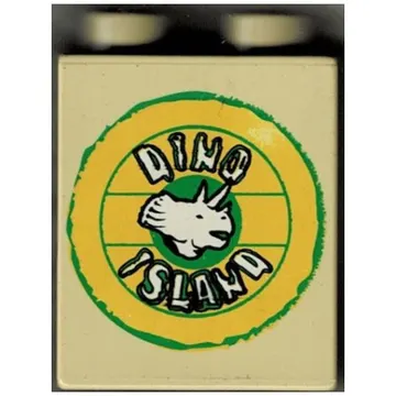 Duplo Brick 1 x 2 x 2 with Dino Island Opening Print