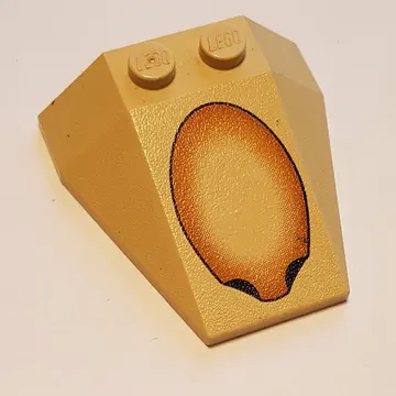 Brick Wedged, Sloped 4 x 4 Triple, No Stud Notches with Brown Oval Print