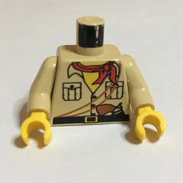 Torso Shirt, Yellow Neck, Red Bandana, Gun / LEGO Logo on Back Print, Tan Arms, Yellow Hands