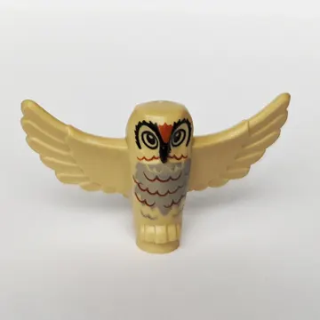 Animal, Bird, Owl Small with Open Wings, Angular Features with Black Eyes and Beak and Reddish Brown Rippled Chest Feathers Print
