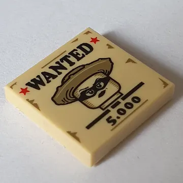 Tile 2 x 2 with Wanted Poster showing Face with Cowboy Hat and Eye Mask