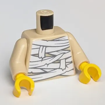 Torso White Bandage Wrapping Print, Tan Arms, Yellow Hands