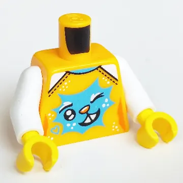 Torso, Shirt, Medium Azure Decorations Print, White Arms, Yellow Hands