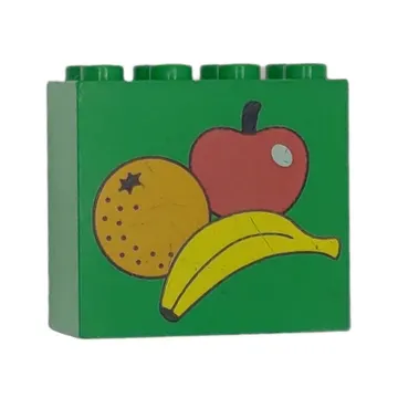Brick 2 x 4 x 3 with Apple, Banana and Orange print