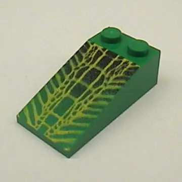 Brick Sloped 18° 4 x 2 with Yellow Gator Skin Print