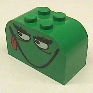 Brick Curved 2 x 4 x 2 Double with Smiling Monster Face with Tongue Print