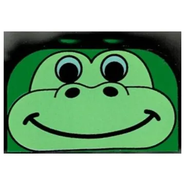 Brick Curved 2 x 4 x 2 Double with Light Green Gorilla / Dinosaur Face Print