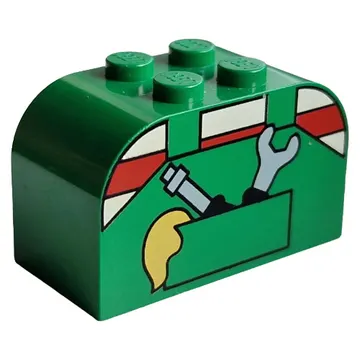 Brick Curved 2 x 4 x 2 Double with Overalls and Tools in Pocket Print