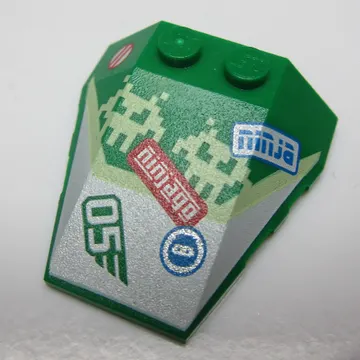 Brick Wedged, Sloped 4 x 4 Triple, Stud Notches with Ninja, 05, Red Sticker print