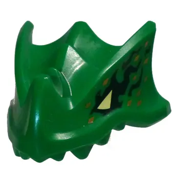 Creature Body Part, Dragon Head Upper Jaw with Bright Light Yellow Eye, Dark Green/Gold Markings print
