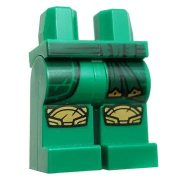 Hips and Green Legs with Dark Green Robe and Belt, Tan Knee Pads print