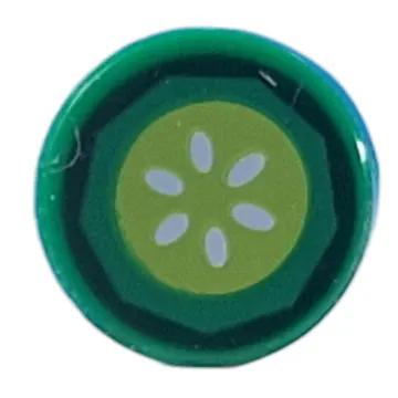 Tile Round 1 x 1 with Cucumber Slice print