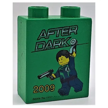 Duplo Brick 1 x 2 x 2, with Agents 'After Dark 2009 Legoland Windsor' Print