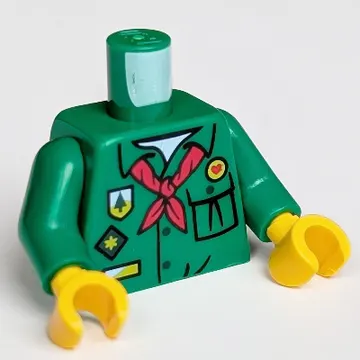 Torso Shirt, Red Tie Print (Boy/Girl Scout), Green Arms, Yellow Hands