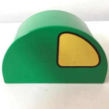 Duplo Brick 2 x 4 x 2 Curved Top with Yellow Quarter Circle on Both Sides Print