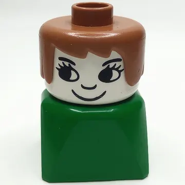 Duplo 2 x 2 x 2 Figure Brick Early, Long Swept Hair Fabuland Brown, Eyelashes Print