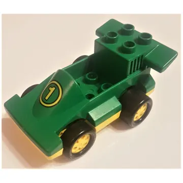 Duplo Car Formula One with Yellow Base and Yellow Number 1 Print