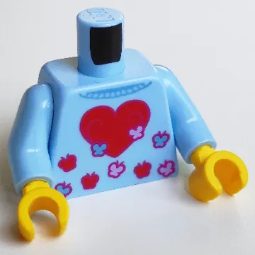Torso Sweater, Big Red Heart, Medium Blue, Bright Pink and Red Butterflies Print, Blue Light Blue Arms, Yellow Hands