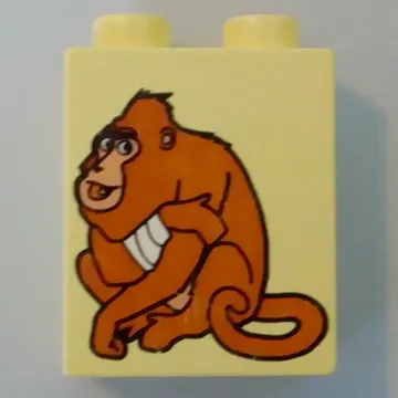 Duplo Brick 1 x 2 x 2 with Sitting Ape Print (From Dora The Explorer)