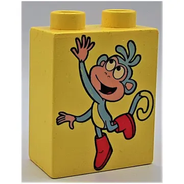 Duplo Brick 1 x 2 x 2 with Boots the Monkey Print