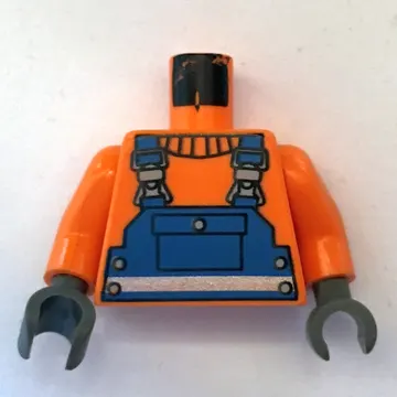 Torso Construction Blue Overalls, Shirt and Silver Print Belt, Orange Arms, Dark Gray Hands